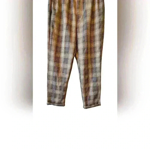 LUMIERE Womens Pants Ruffled Elastic Waist Cuffed Trousers Plaid Sz Large - Picture 4 of 7